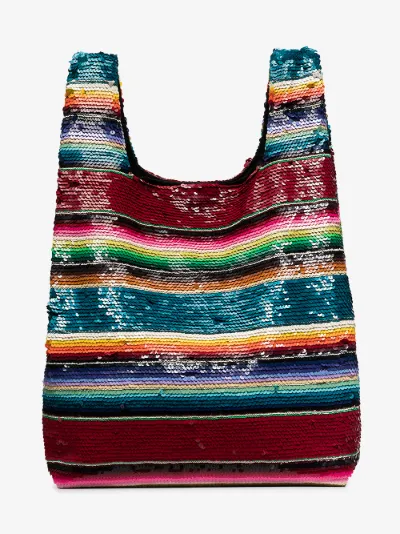 rainbow sequin embellished tote bag展示图