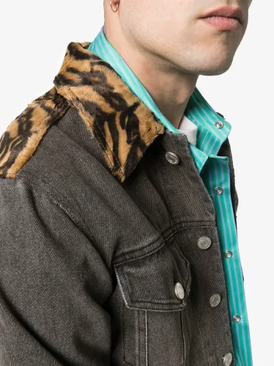 tiger print denim jacket