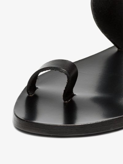 black Astrid leather flat sandals展示图