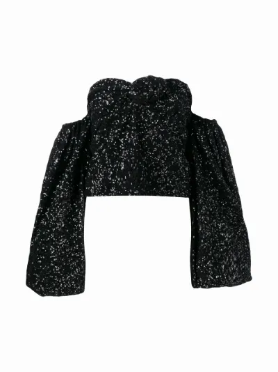 sequin puff sleeve top