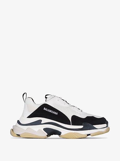 balenciaga triple s white and black