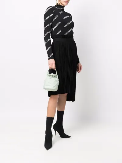 Balenciaga Borsa a secchiello con coulisse verde | MODES