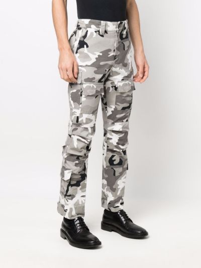 black and grey army fatigue cargo pants