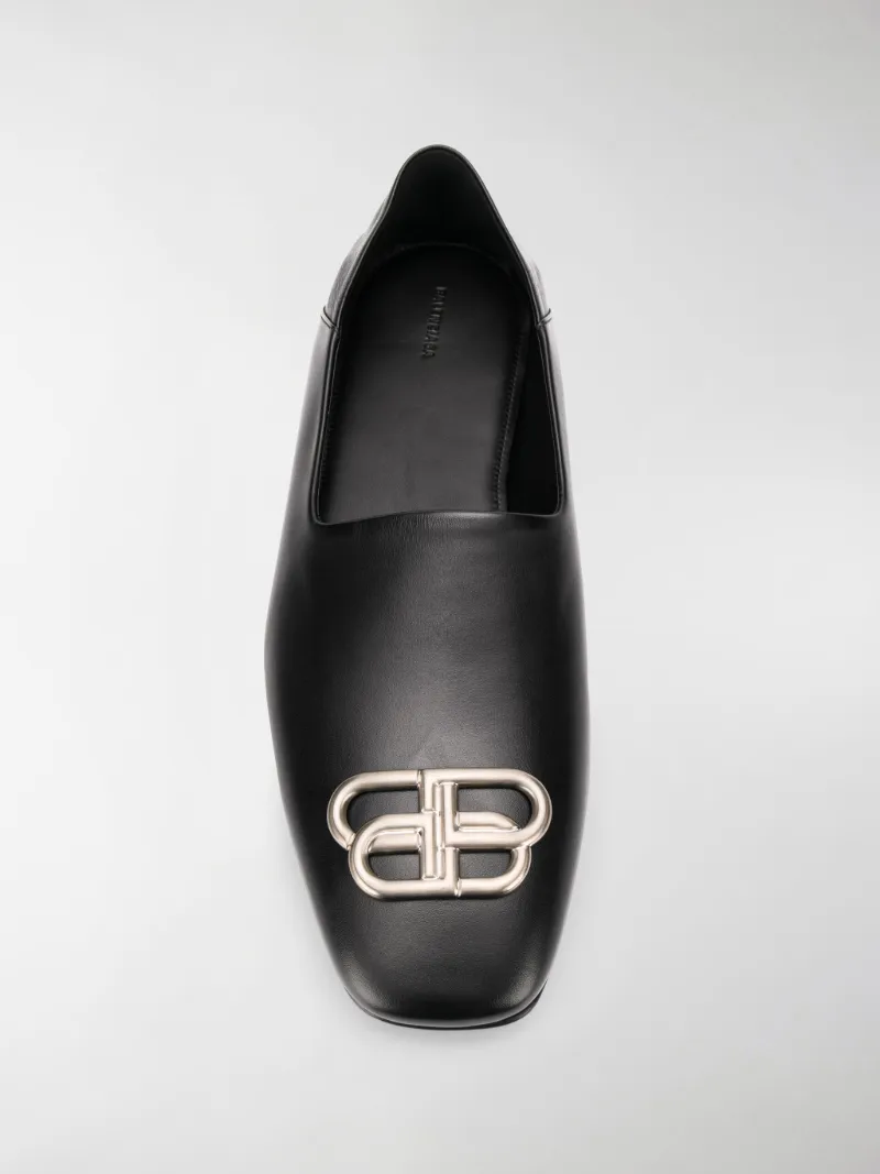 Balenciaga Emblem logo plaque slippers black | MODES