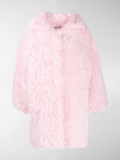 balenciaga pink fur coat