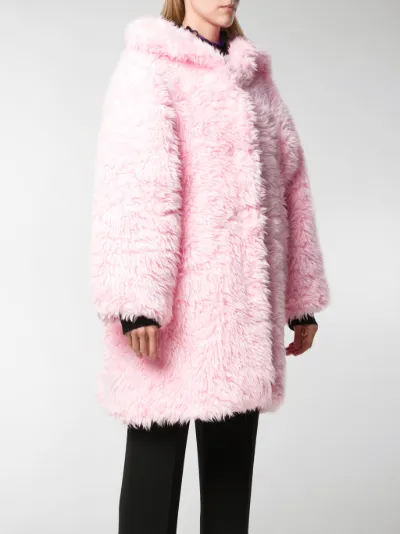 balenciaga pink fur coat