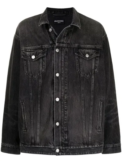 Balenciaga Giacca denim con zip nero | MODES