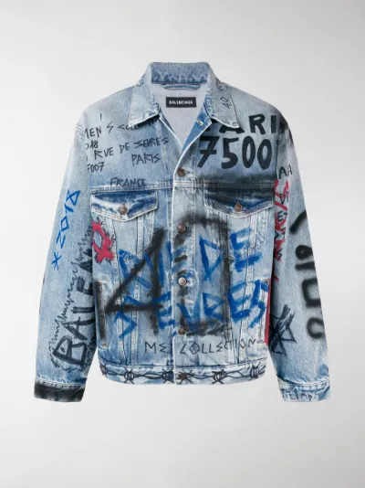 Balenciaga Giacca denim 'Graffiti' blu | MODES