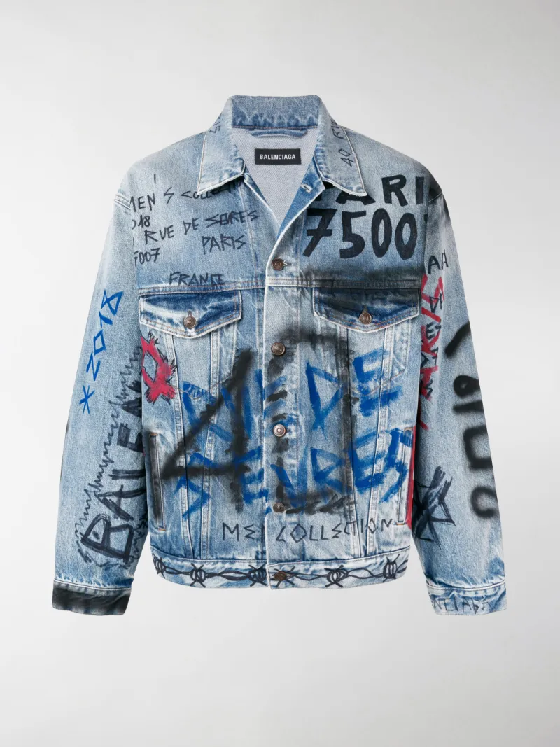 Balenciaga Giacca denim 'Graffiti' blu | MODES