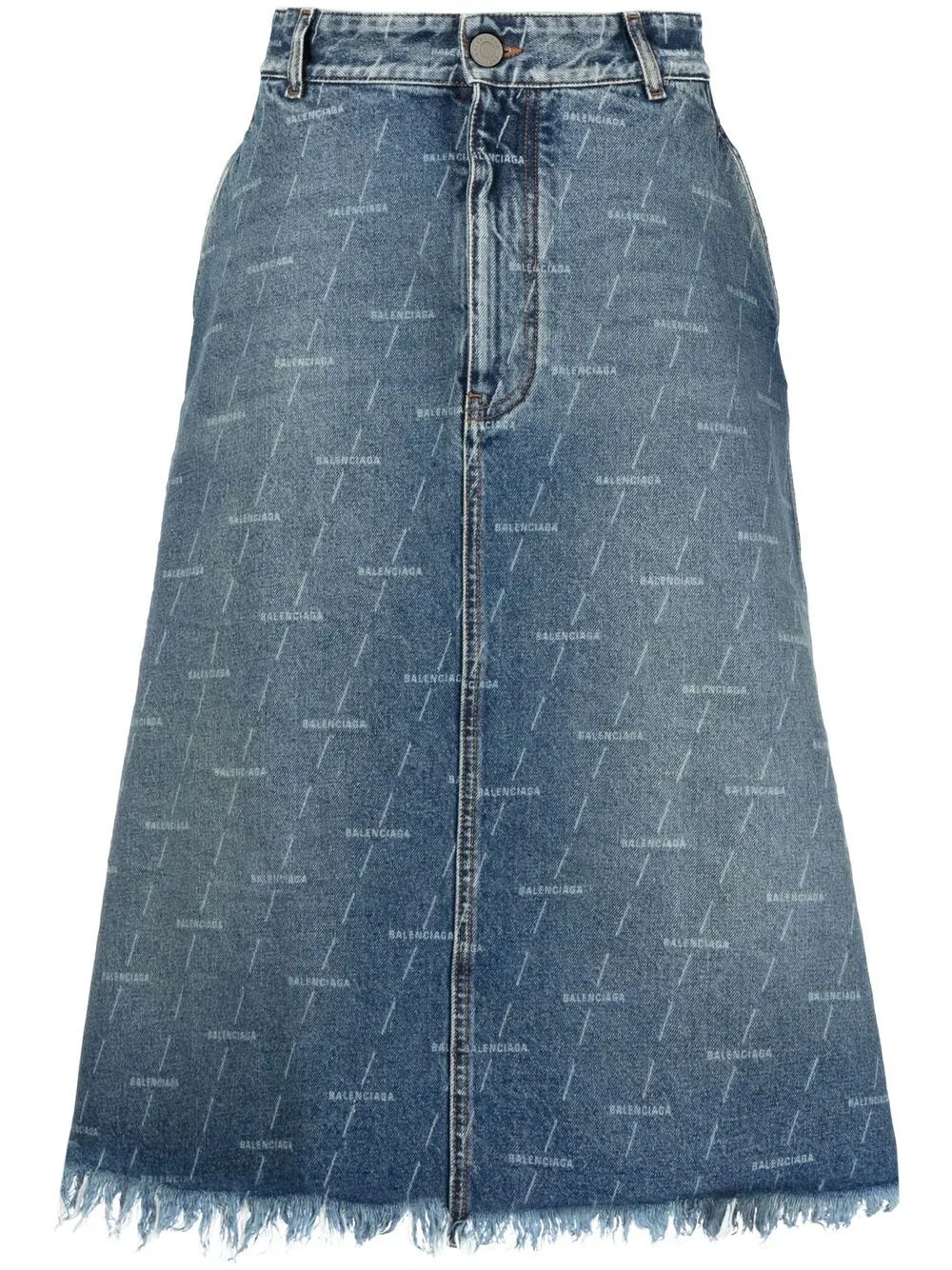 Gonna denim svasata con stampa | Balenciaga | Eraldo.com