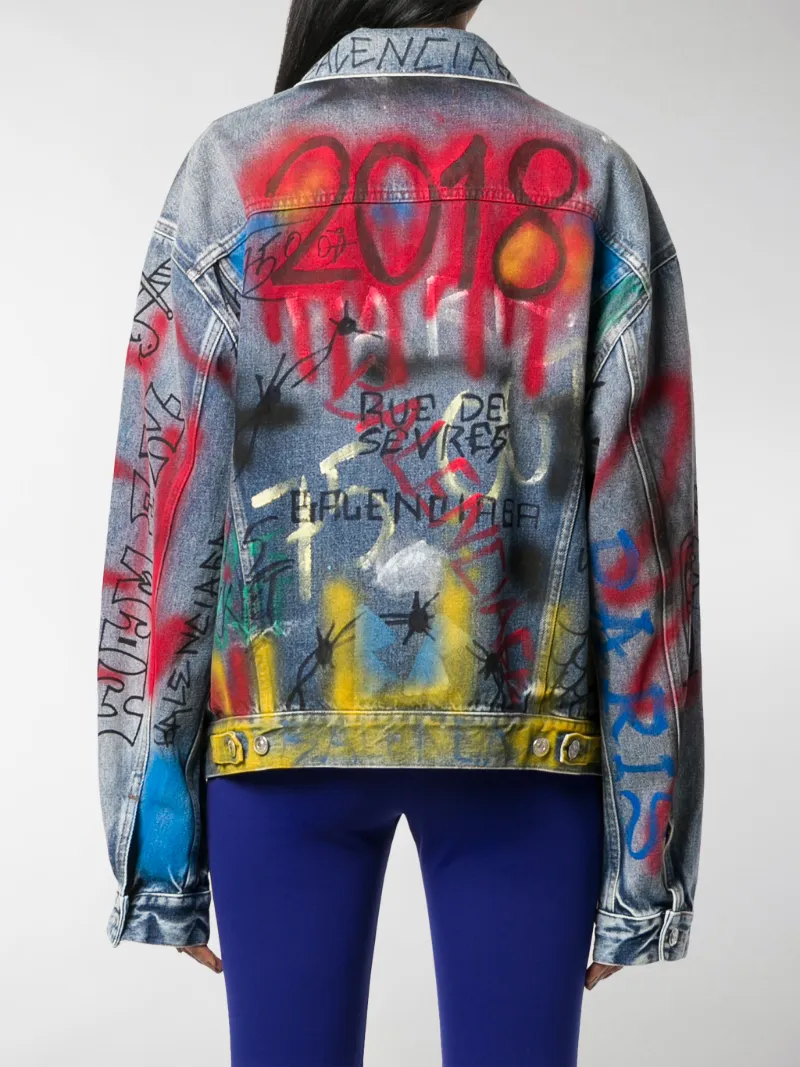 balenciaga denim jacket graffiti