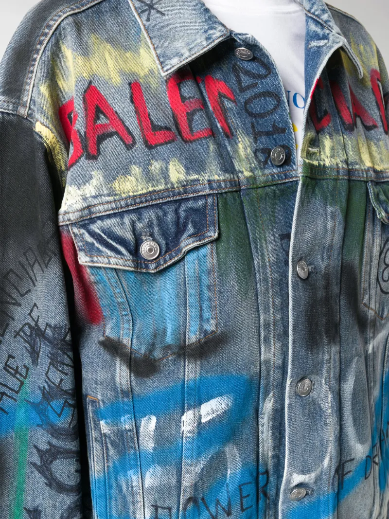 graffiti denim jacket mens