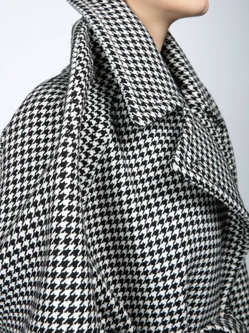 houndstooth wrap coat