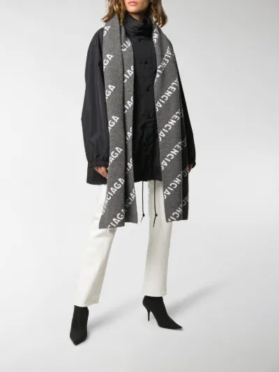 balenciaga scarf black and white