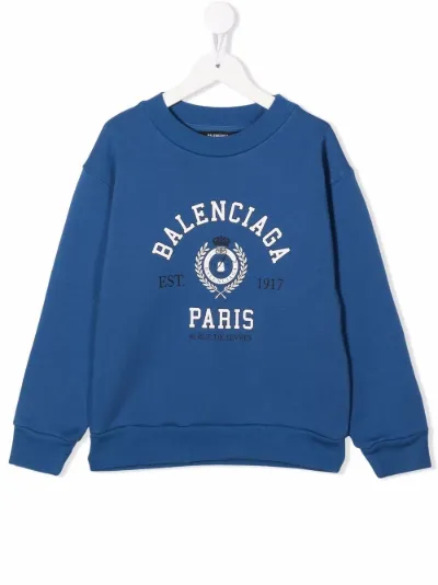 Balenciaga Kids Felpa girocollo con logo blu | MODES