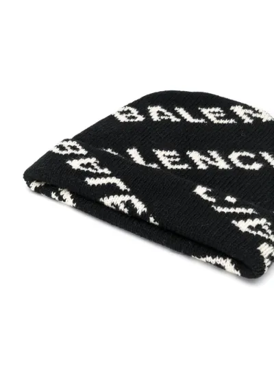 Balenciaga knitted logo beanie black 
