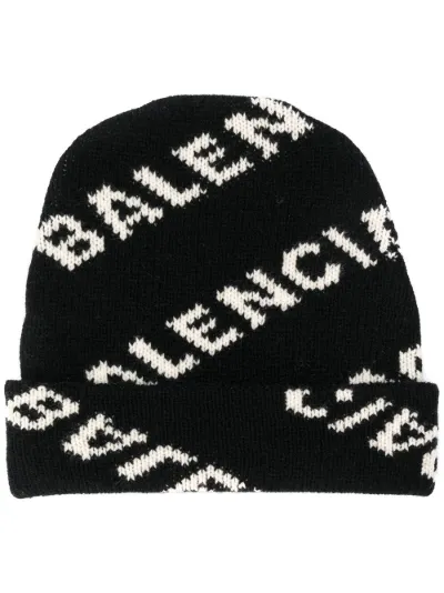 Balenciaga knitted logo beanie black 