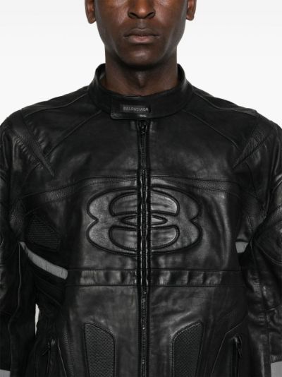 Mens balenciaga leather jacket best sale