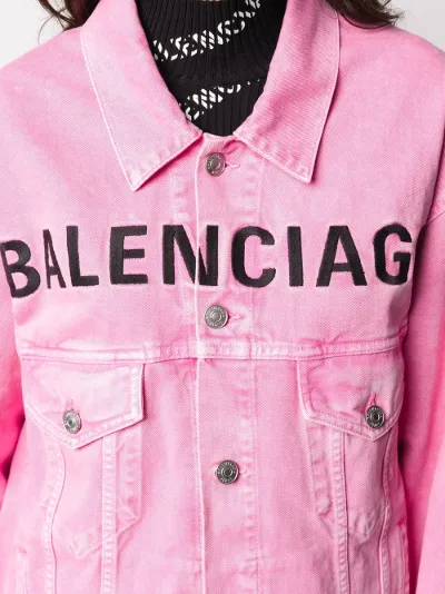 Balenciaga logo denim jacket pink | MODES