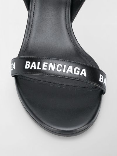 balenciaga logo leather sandals