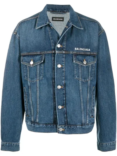 balenciaga embroidered logo denim jacket