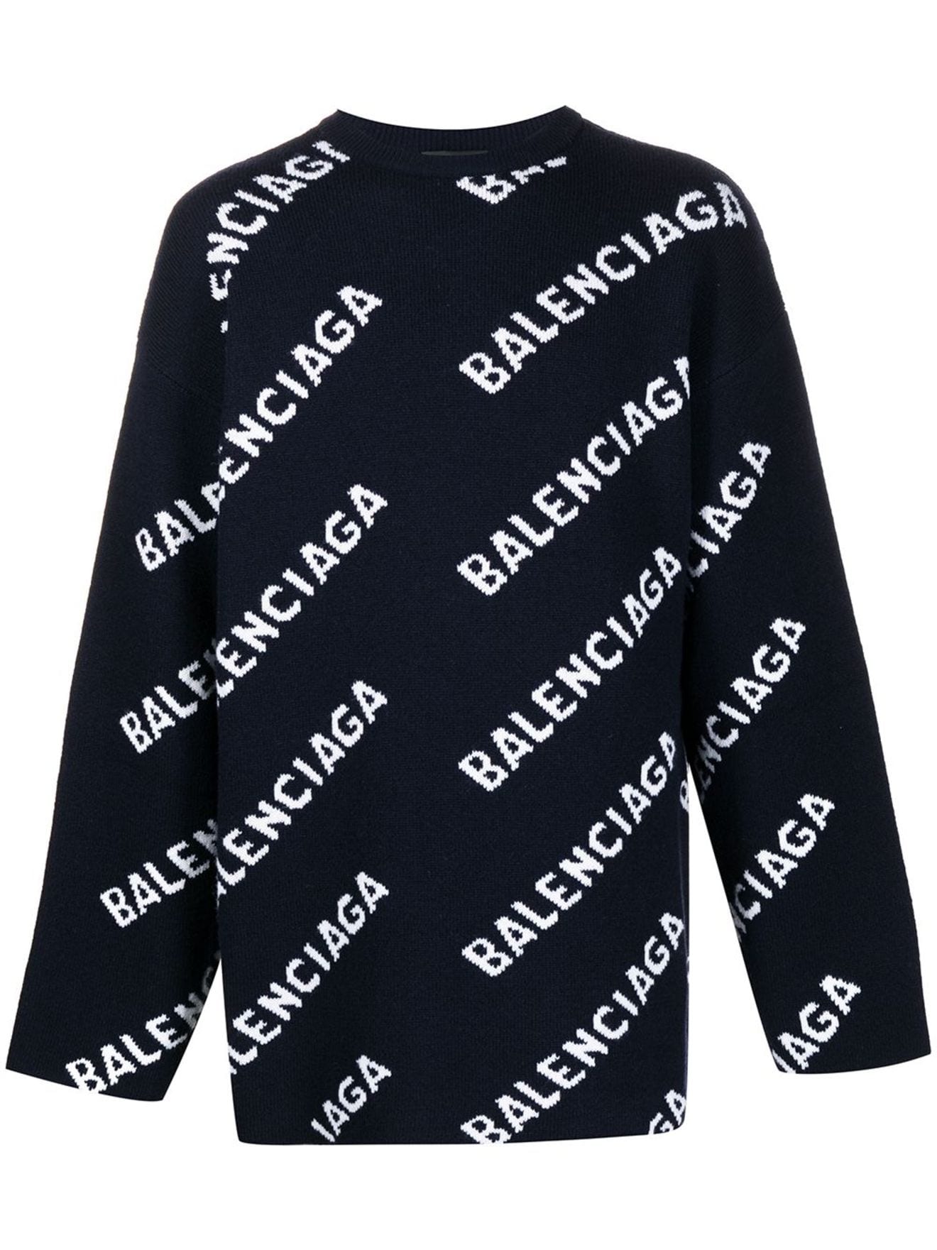 Balenciaga logointarsia knit jumper blue MODES