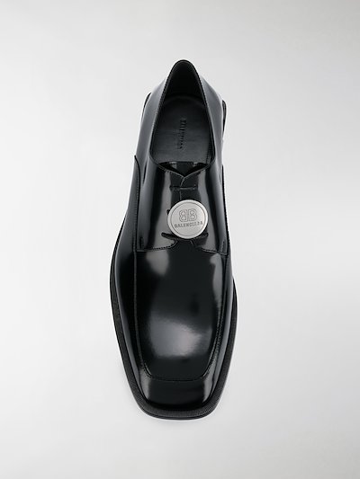 Balenciaga Logo Plaque Oxford Shoes Black Modes