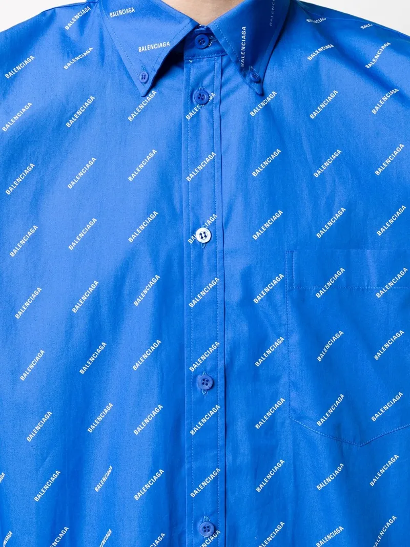 Balenciaga logo print button-down shirt 
