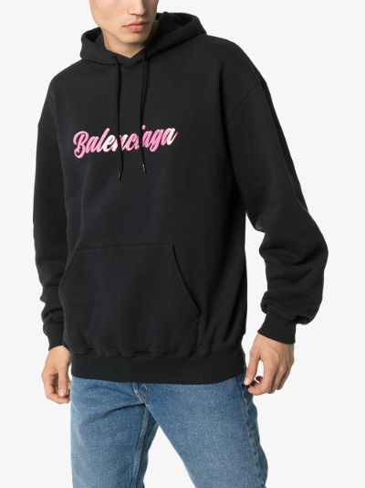 balenciaga pink logo hoodie