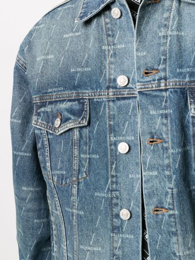 Shop BALENCIAGA BALENCIAGA All Over Logo Denim Jacket by Export