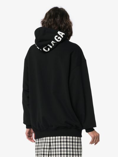balenciaga logo printed hooded sweater