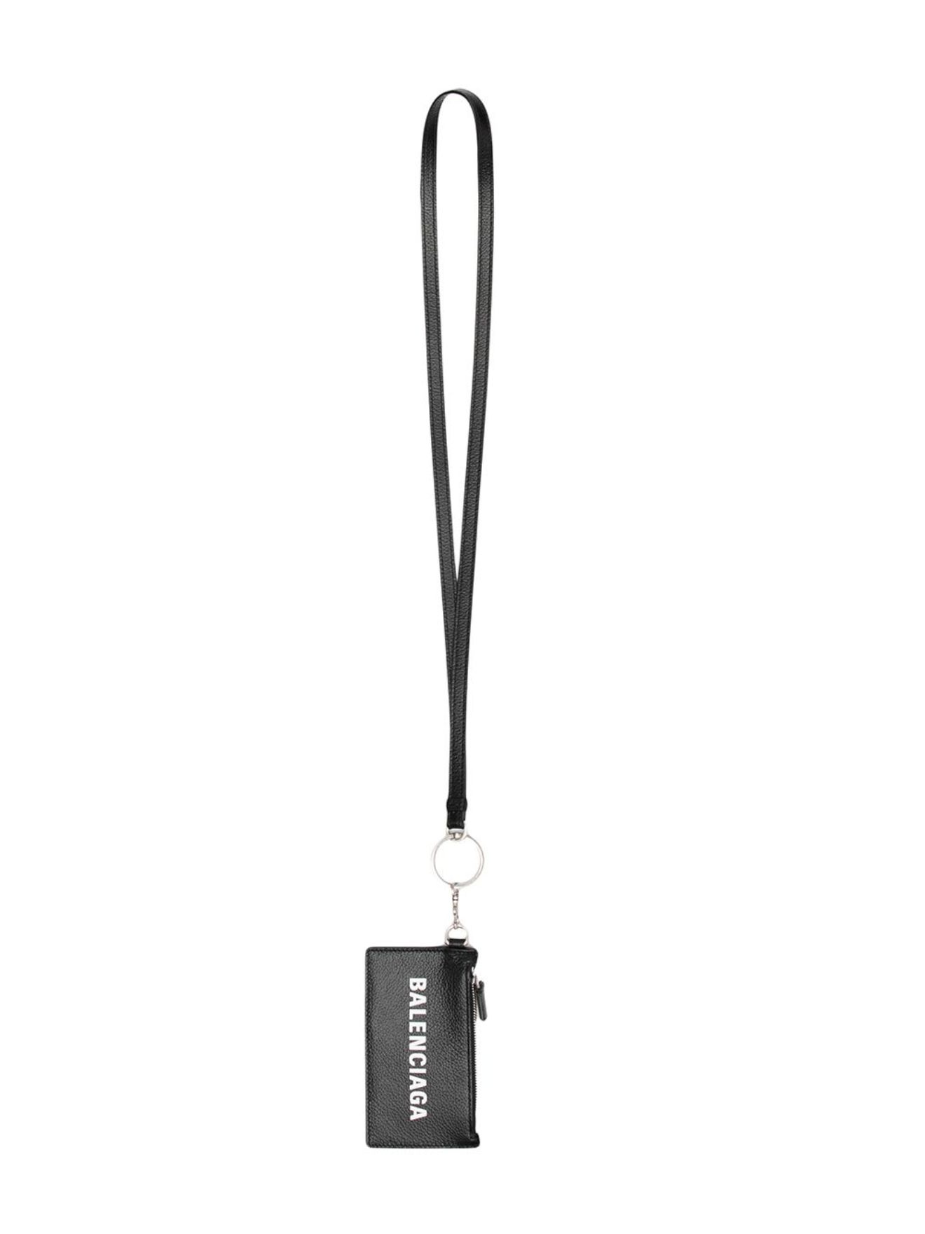 Balenciaga logo print lanyard cardholder black | MODES