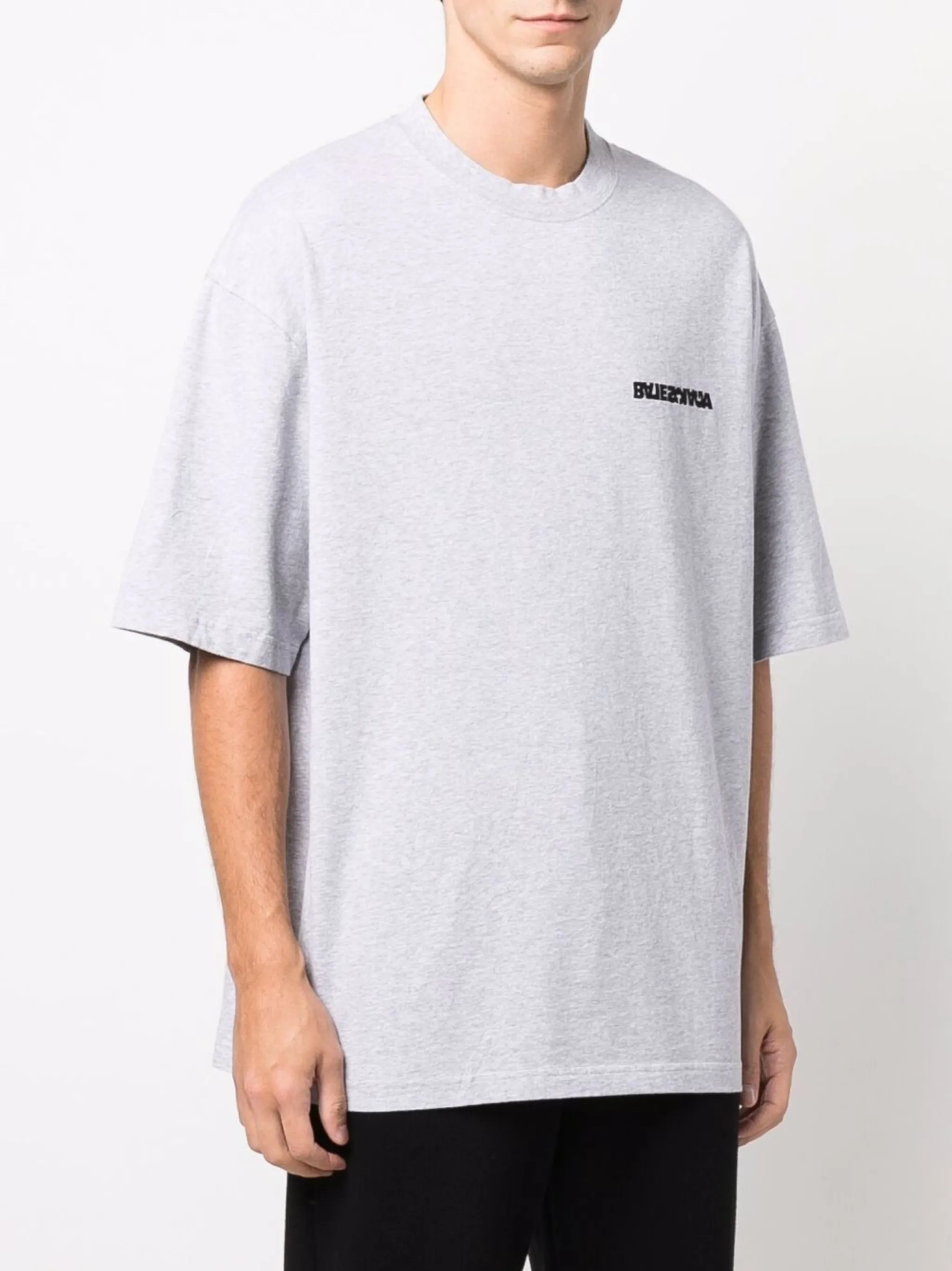 Tシャツ・カットソー Balenciaga Grigio Chiaro Stampa Con Logo Sul Davanti Girocol Balenciaga logo-print T-shirt | Eraldo.com FK