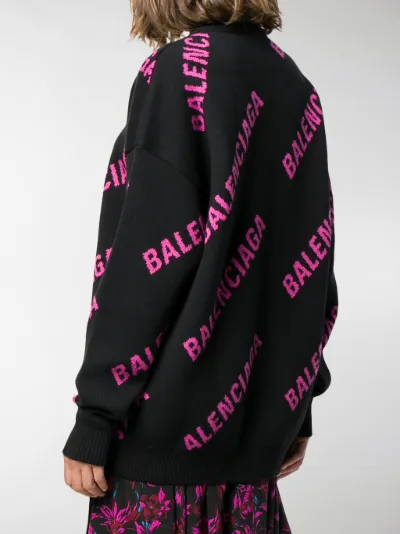 Balenciaga Maglione con logo a contrasto rosa | MODES