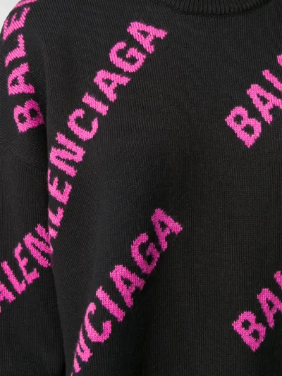 Balenciaga Maglione con logo a contrasto rosa | MODES
