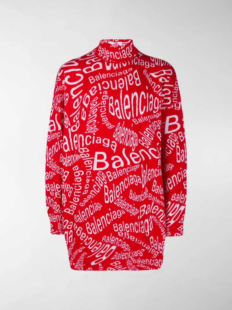 Balenciaga Maglione con logo jacquard rosso | MODES