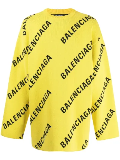 Balenciaga Maglione oversize con logo giallo | MODES