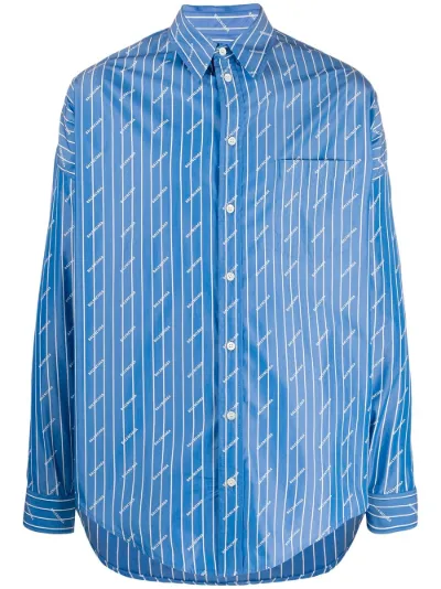 Balenciaga monogram print striped shirt 