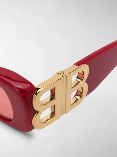 Balenciaga Occhiali da sole rettangolari Dynasty rosso | MODES