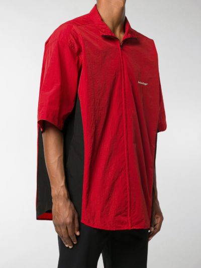 red oversized shirt