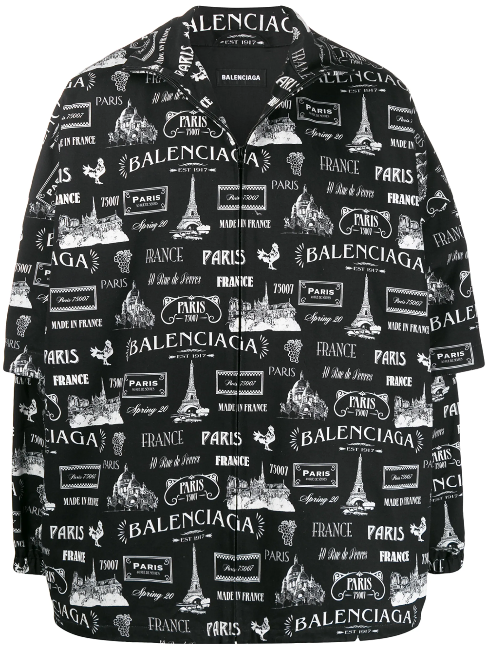 Balenciaga Paris-print layered-sleeve jacket | Eraldo.com PW