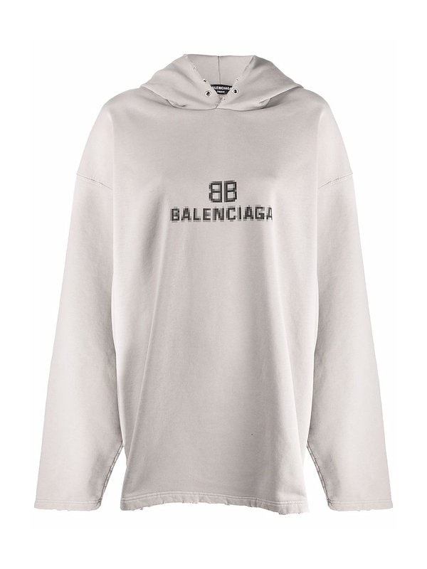 Balenciaga pixel-logo hoodie grey | MODES