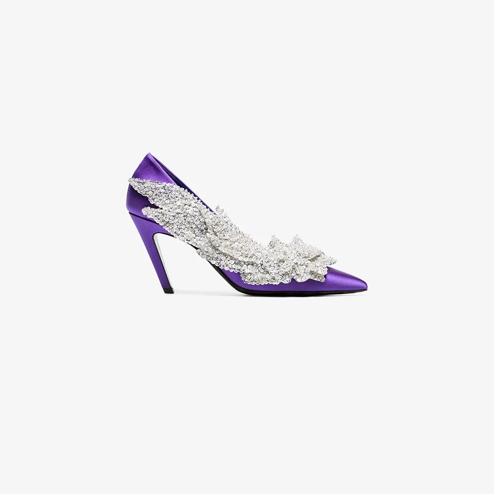 Balenciaga purple talon slash 80 satin pumps | Browns