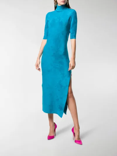 balenciaga blue velvet dress