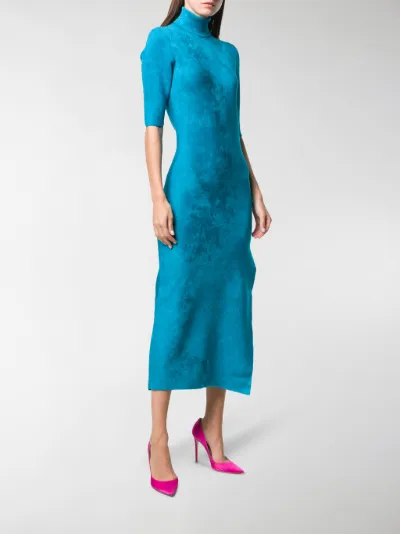 balenciaga blue velvet dress