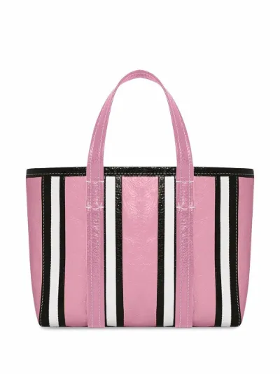 Balenciaga small Barbes East-West striped shopper tote pink | MODES