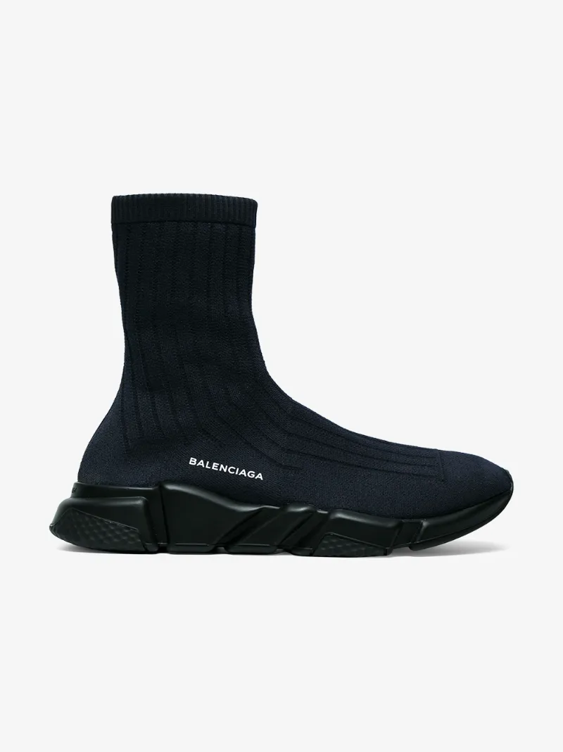 Balenciaga: Black All Over Logo Speed High Top Sneakers