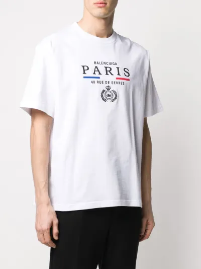 Balenciaga T-shirt Paris Flag con ricamo bianco | MODES