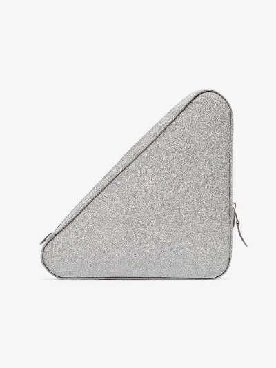 Triangle Leather Glitter clutch bag展示图