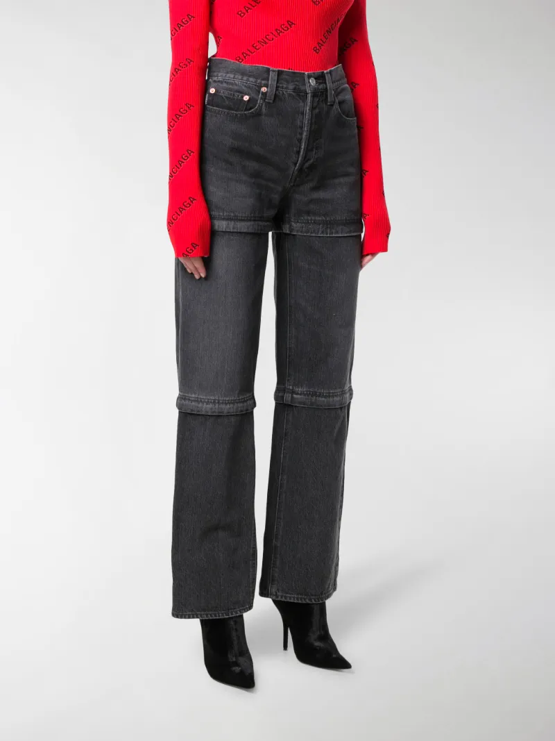 Balenciaga zip panel straight jeans black | MODES